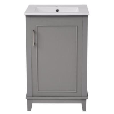 20" Modern Small Bathroom Vanity Cabinet With Ceramic Top