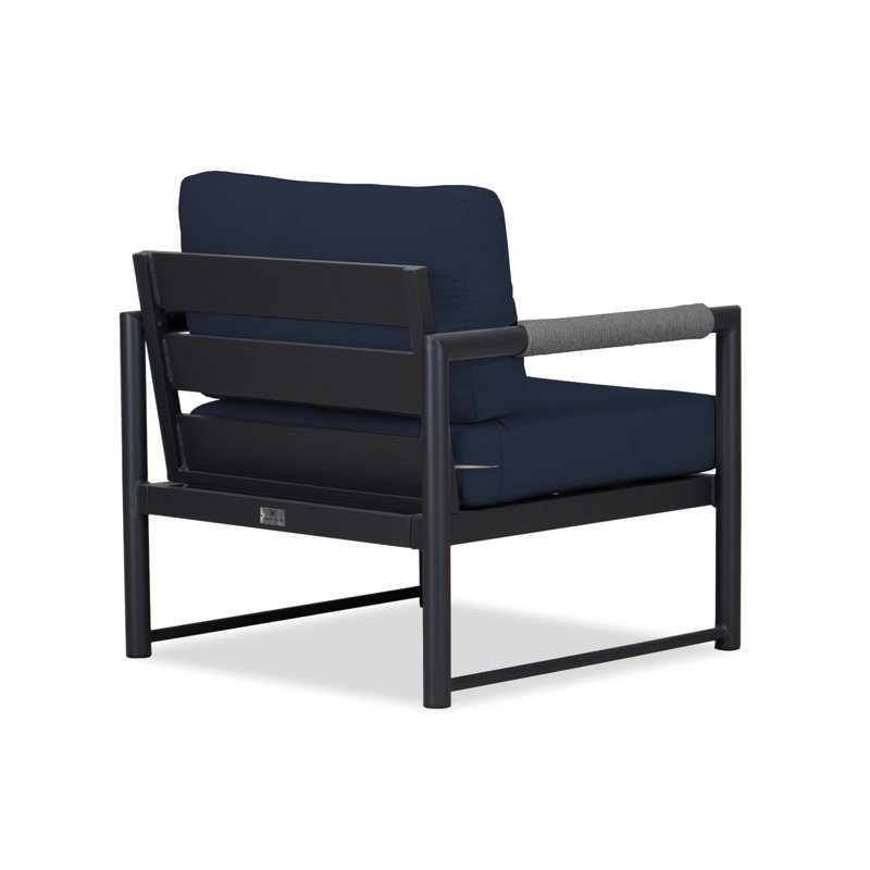 Alto Outdoor Lounge Chair, Black, Spectrum Indigo Sunbrella®