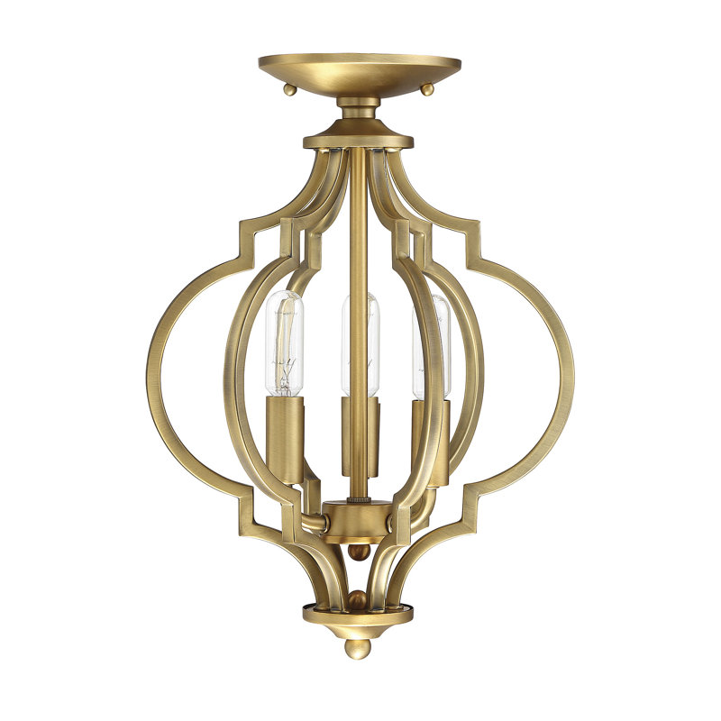 Luminaire suspendu semi-encastré à 3 lumières Meridian, Laiton