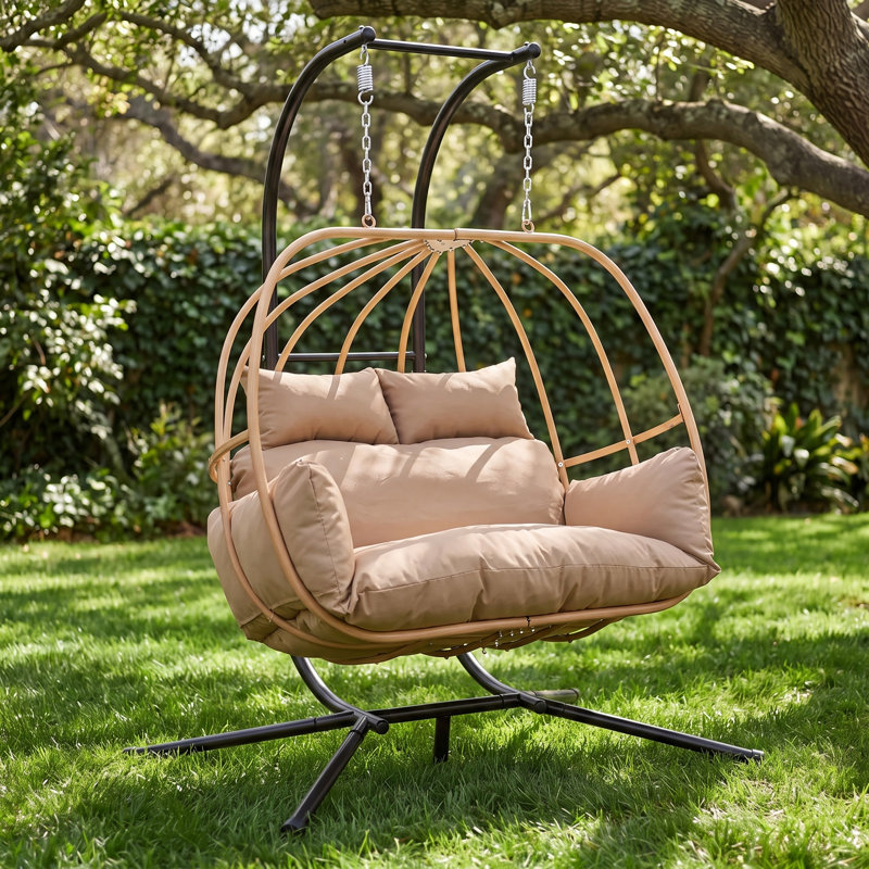 Balancelle pour 2 personnes Allenhurst avec support et coussin, balançoire intérieure et extérieure pour patio, porche et balcon