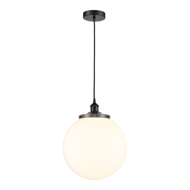 Luminaire suspendu simple à 1 lumière Alfonsa, Blanc mat, Noir mat