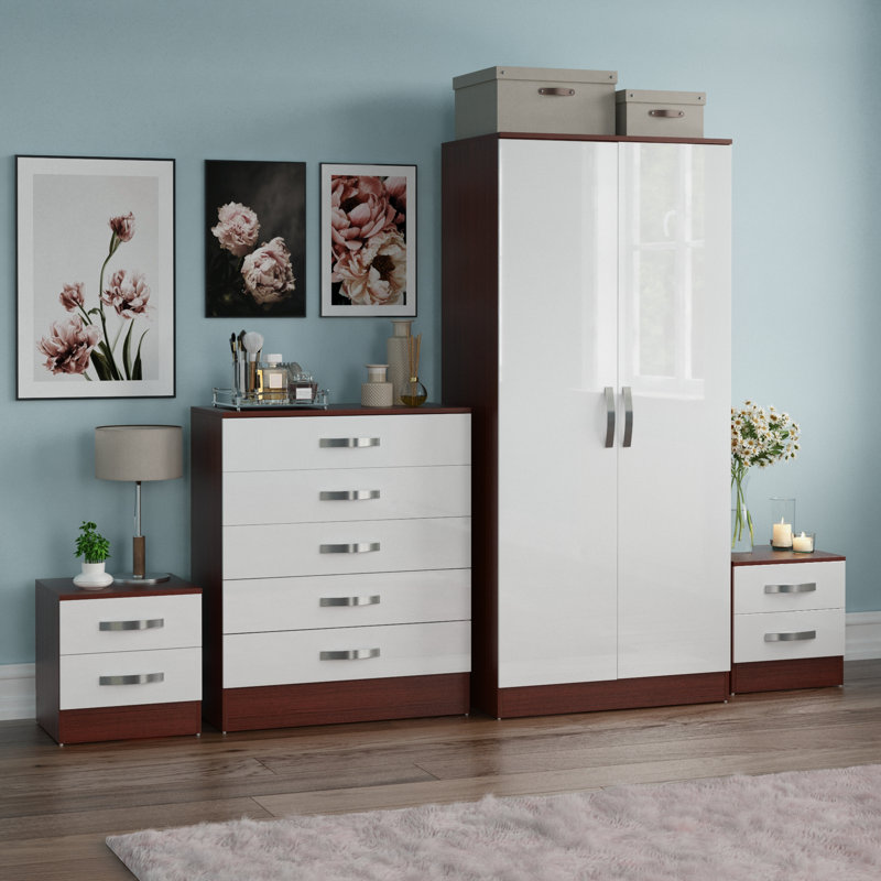 Arkadij Piece Bedroom Set, Walnut & White