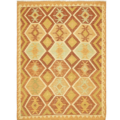 Tapis noué la one-of-kind à la main-nouvelle ère rouille rouge 4 pi 10 po x 6 pi 5 po Elland