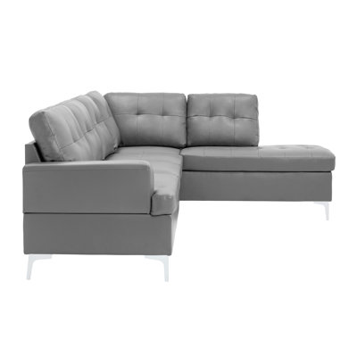 Contemporary Faux Leather Upholstered 2Pc Sectional Sofa With RSF Chaise Tufted Detail Solid Wood Living Room Furniture -  Latitude RunÂ®, EBC5F90FAB5147BA9B96BD7AA010586F