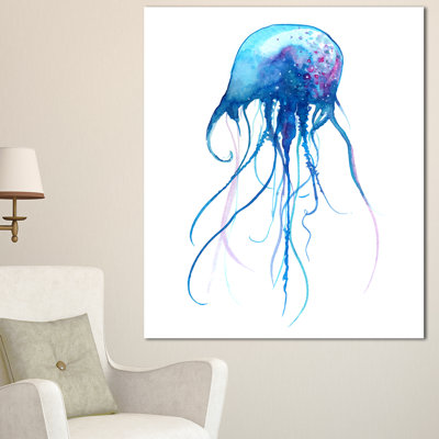 " Light Blue Jellyfish Watercolor "