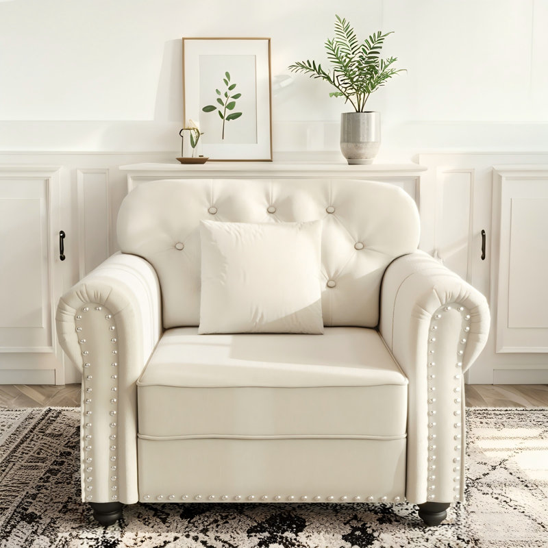 Canapé Chesterfield 41,3 po, Blanc
