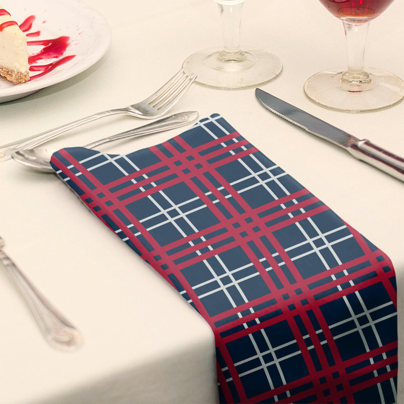 Serviette de table de luxe en retour New England, L 22 po x l 22 po, Bleu nautique / blanc / rouge, Coton