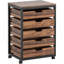 Commode 5 tiroirs, armoire de rangement en bois avec roulettes, chariot de rangement de tiroir de rangement industriel pour entrée de chambre à coucher de bureau (brun rustique, 1 pièce)