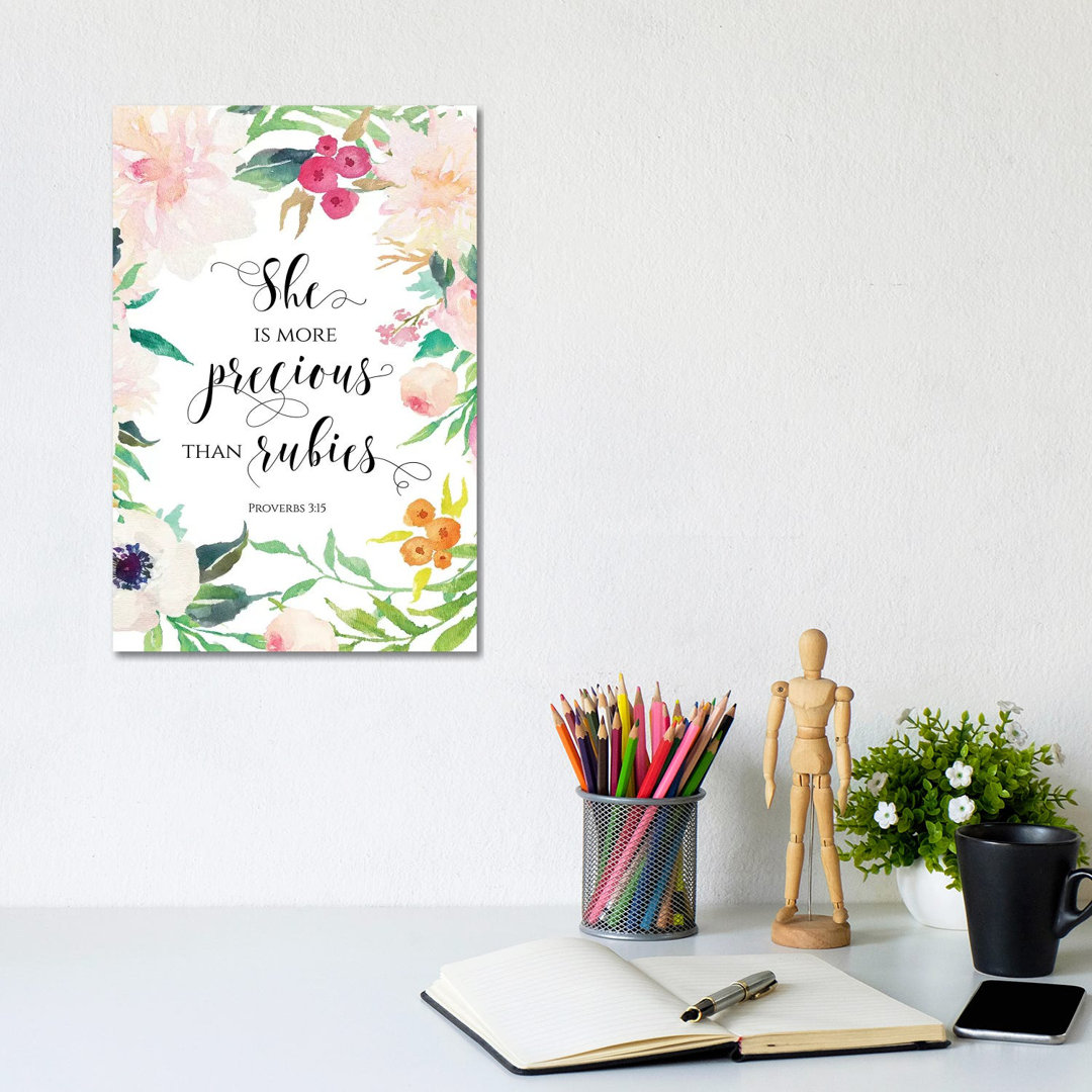 She Is More Precious Than Rubies - Proverbs 3:15 - Painting on Canvas
