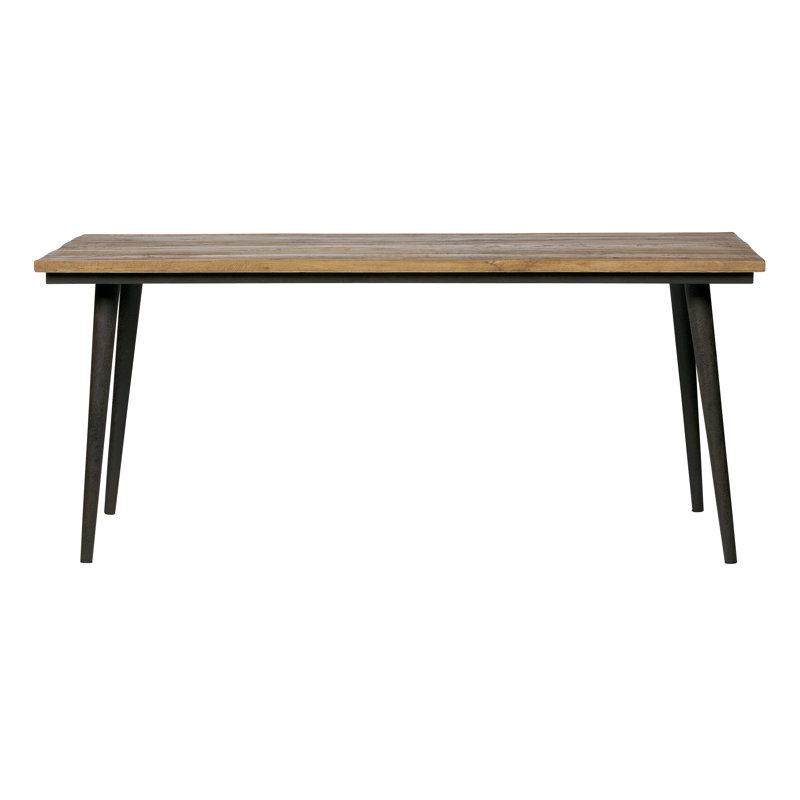 Solid Wood Top Metal Base Dining Table