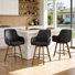 Advika 25" Swivel Full Back Counter Height Bar Stools with Solid Wood Frame & Arms (Set of 3)