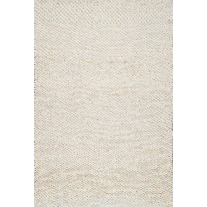 Whalan Handmade Tufted Jute/Sisal Off White Area Rug, Square 6' x 6'