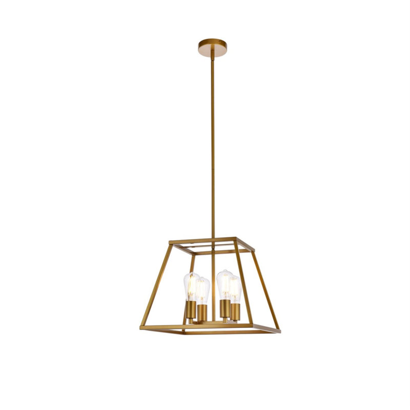 Lustre linéaire à 4 lumières Gloriajean, Laiton, H 12,6 po x l 16 po x P 16 po