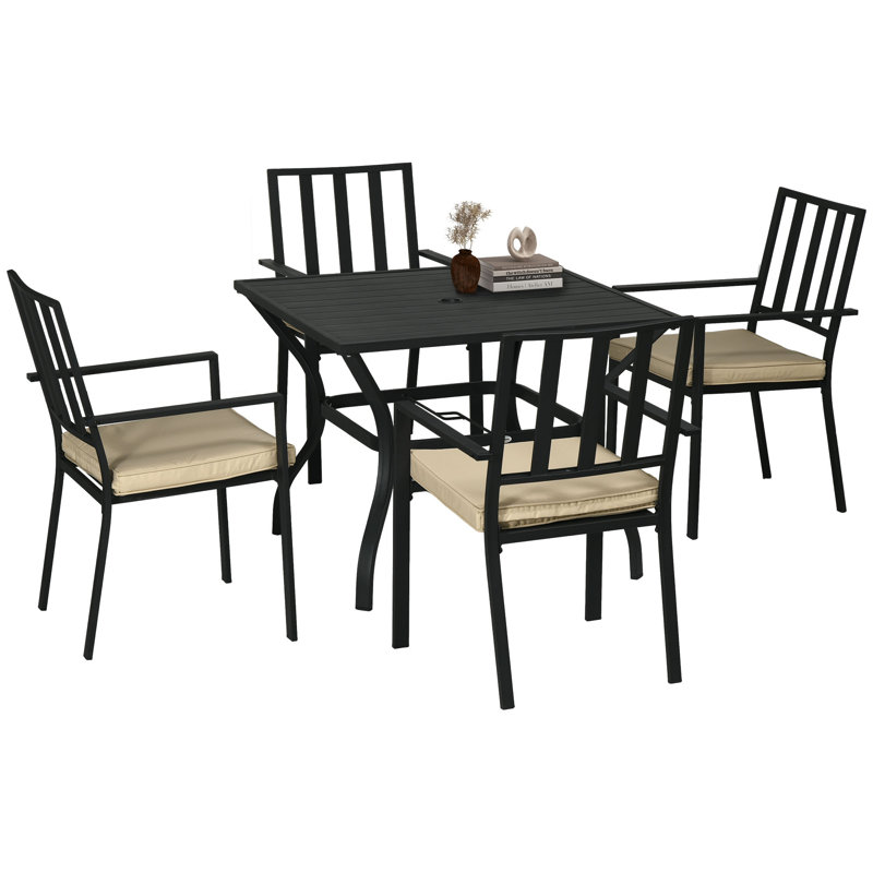 Amirra 4 - Person Patio Dining Set with Square Table , Cushions Included