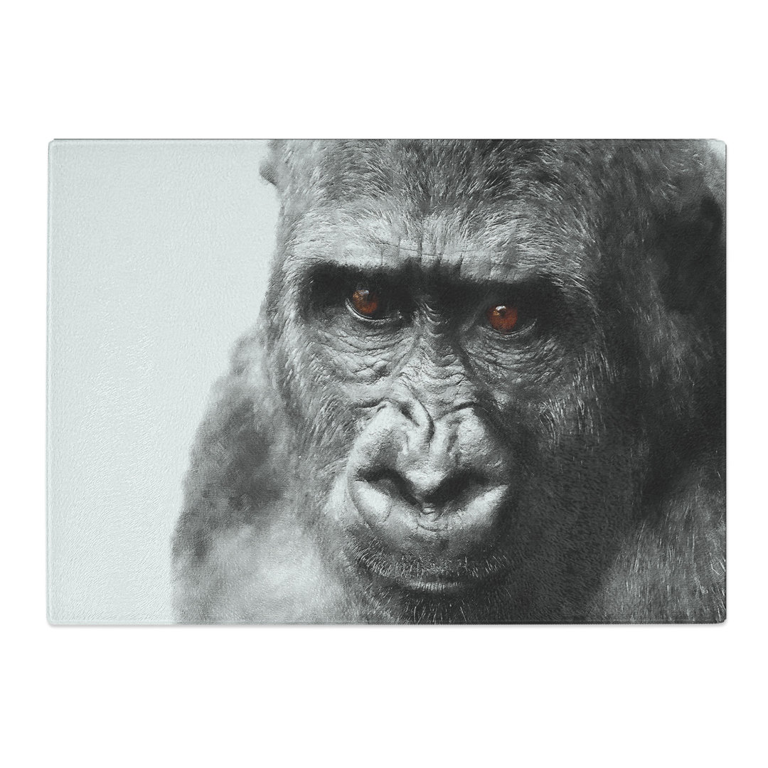 Tempered Glass Gorilla with Brown Eyes Chopping Board