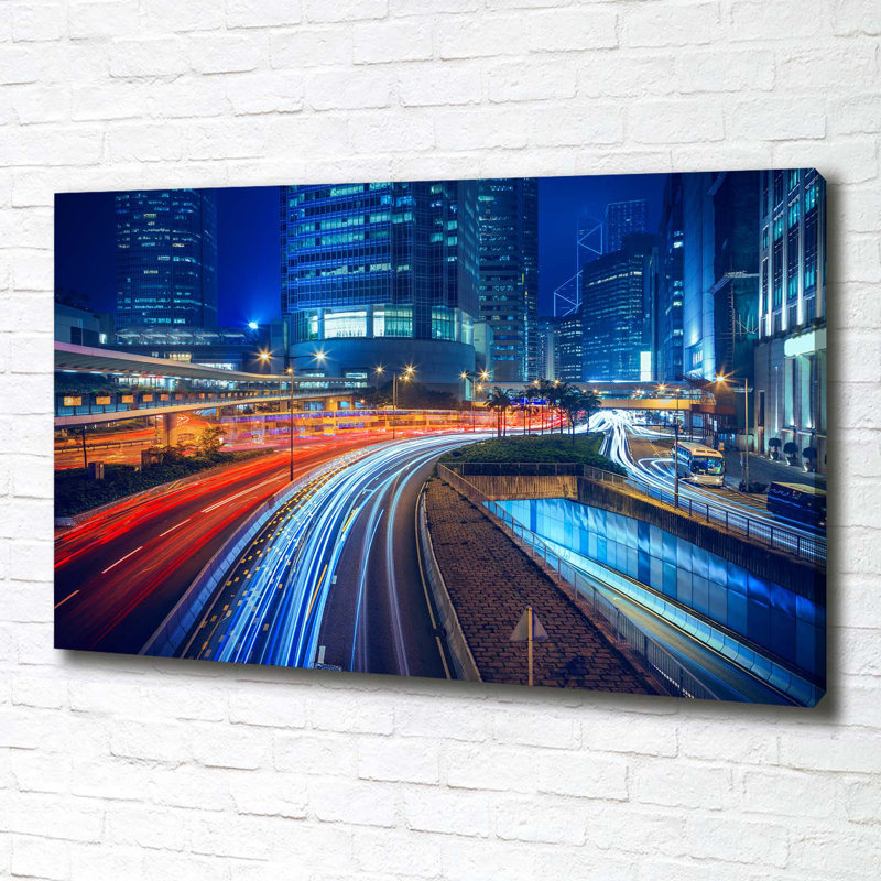Hong Kong By Night - Wrapped Canvas Print