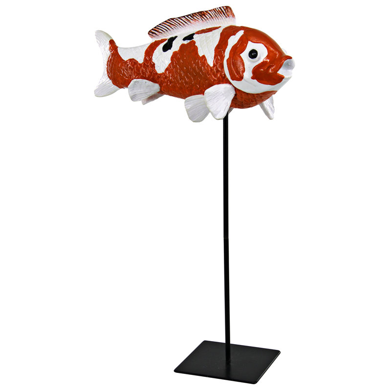 Large Hand Painted Resin Japanese Koi Fish Sculpture