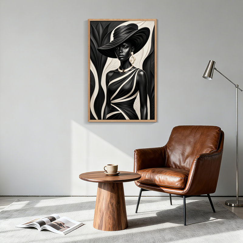Ensemble de 1 tableau sur toile noir et blanc, 48"H x 36"W, Natural