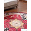 Tapis d'intérieur rectangulaire oriental fait main en soie et laine rouge et beige, noué à la main-296592334