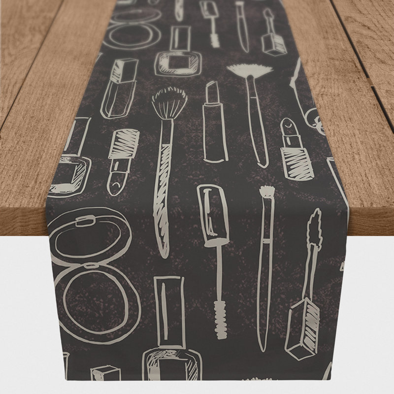 Chemin de table Dewaun, Blanc / noir, L 90 po x l 16 po