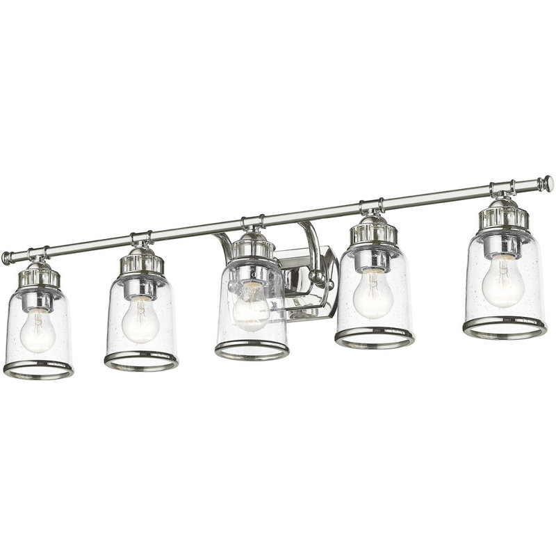 Éclairage pour salle de bain 5 lumières, Chrome poli
