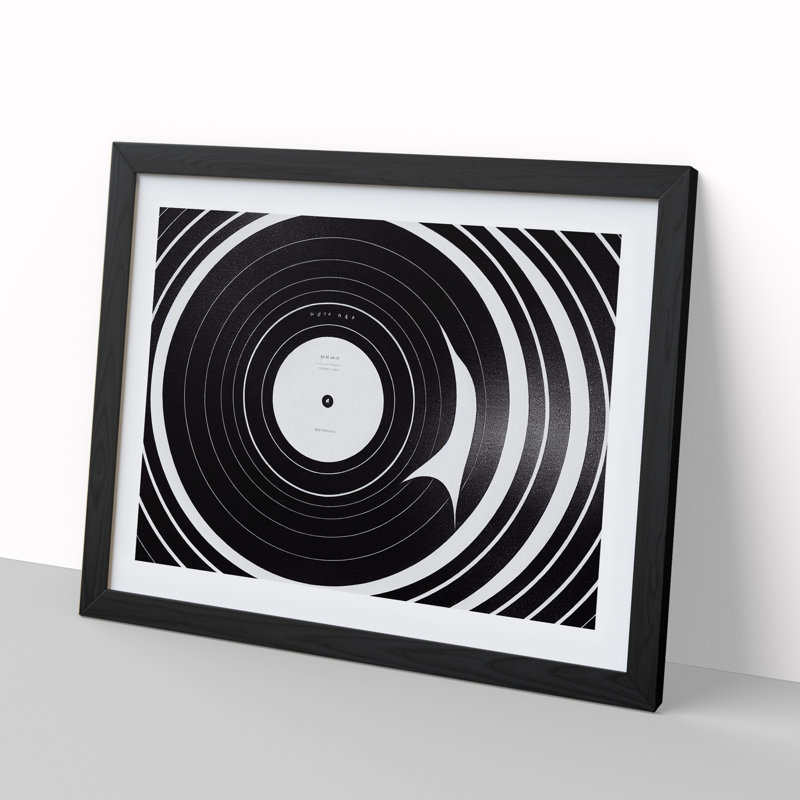 Glowing Vinyl Record - Single Picture Frame Print, Oak, 34cm H x 46cm W x 2cm D