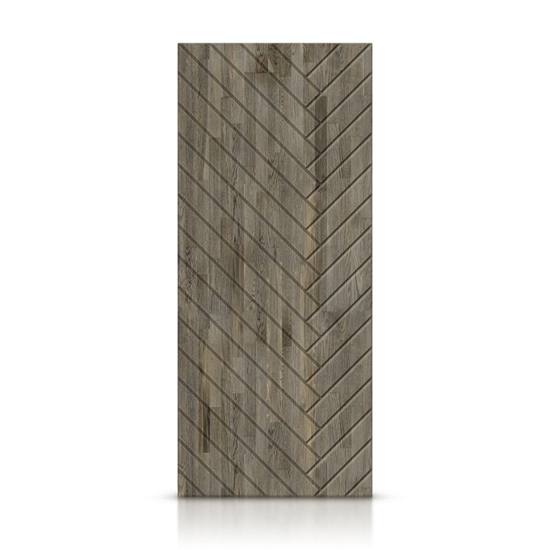 Porte à panneaux en bois massif et métal, Gris patiné, H 96 po x l 30 po