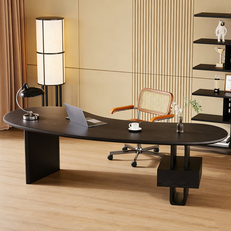 Bureau simple en forme d'arc, H 28,74 po x l 86,61 po x P 30,31 po