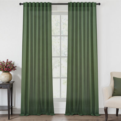 Dennan Linen Curtain Rod Pocket Back Tab,Linen Semi Sheer Curtains for Bedroom