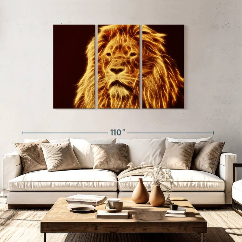 Fiery Lion Head, 48" H x 74" W