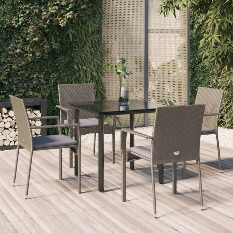 Dassie 4 - Person Patio Dining Set with , Cushions Included, Gray, Round, 29.1" H x 31.5" W x 31.5" D
