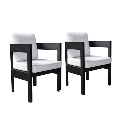 Chaise de salle à manger d'extérieur en métal avec coussin Everlee