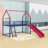 Twin Metal Loft Bed With Curtain, Slide And Ladder-1849869609