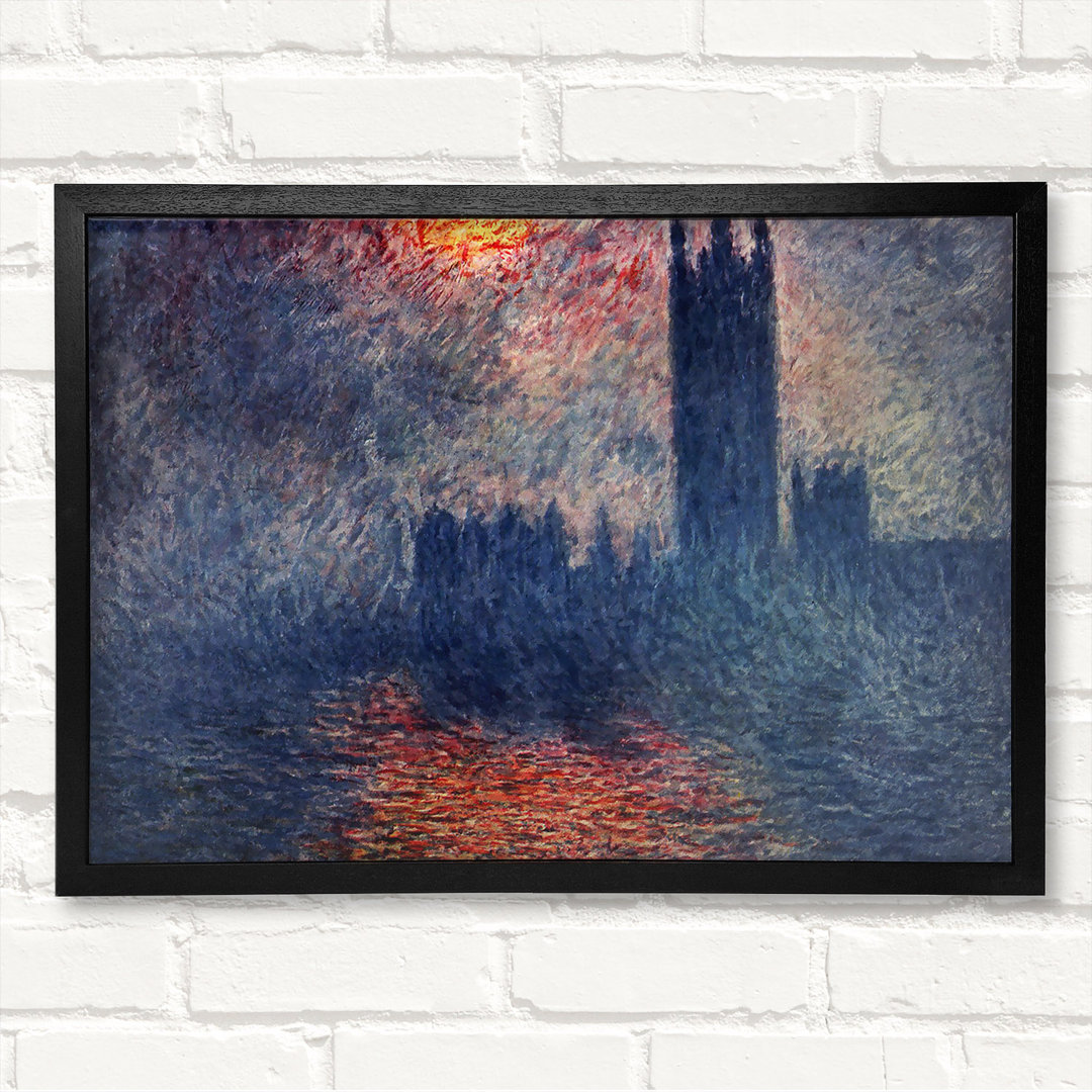 Parlament in London von Claude Monet - Geschlossener Eckrahmen Kunstdrucke auf Holz