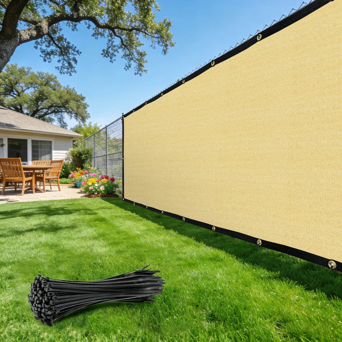 Royal Shade 5H x 10W Feet Privacy Screen Cover Windscreen with Brass Grommets