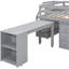 Space Loft Bed In Grey, Full Size, With Solid Wood, 3 Drawers, Retractable Desk Size Grey Storage Shelves, Desk, Wood Construction-1209215533