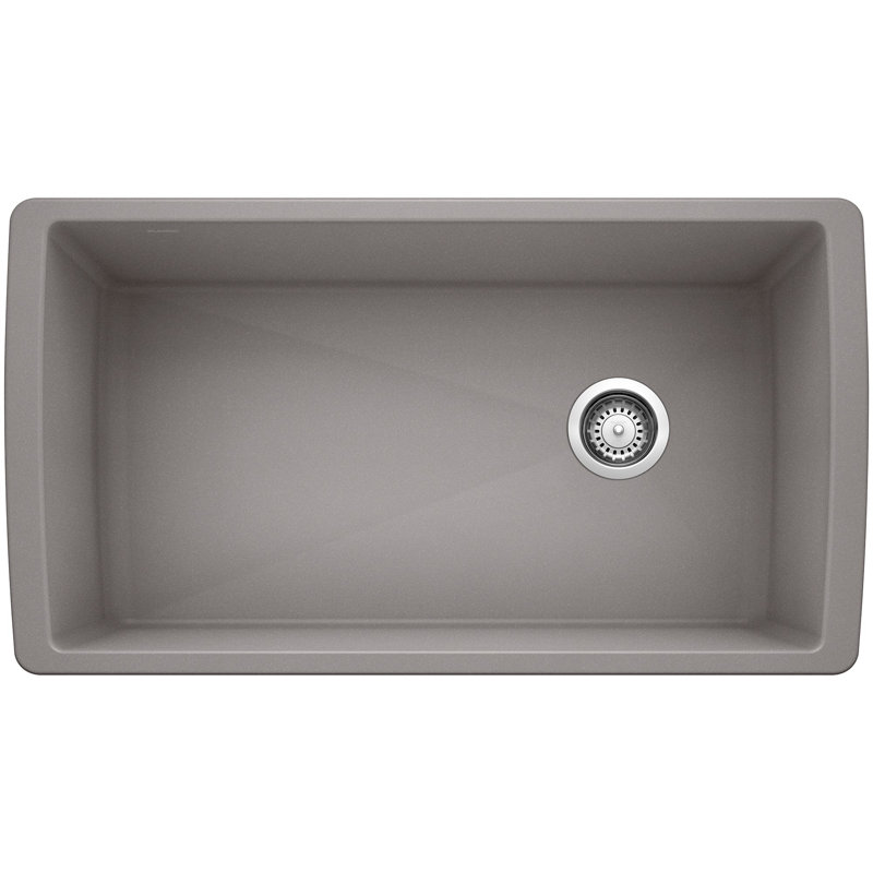 Diamond SILGRANIT 33.5" L x 18.5" W Super Single Undermount Kitchen Sink, Metallic Gray