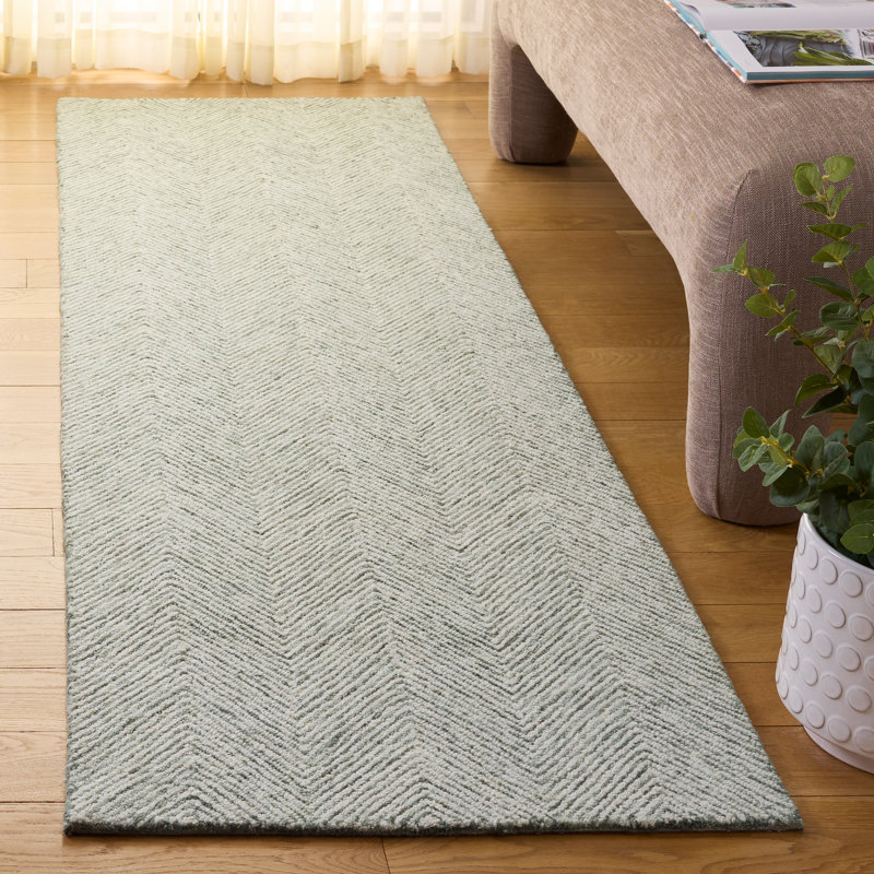 Metro Hand Woven Wool;Cotton Chevron / Zig Zag Rug, Runner 2'3" x 8'