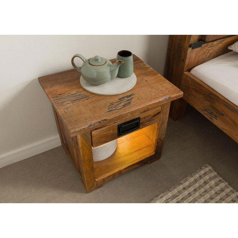 RAILWAY LUX 50cm W Solid Wood Bedside Table