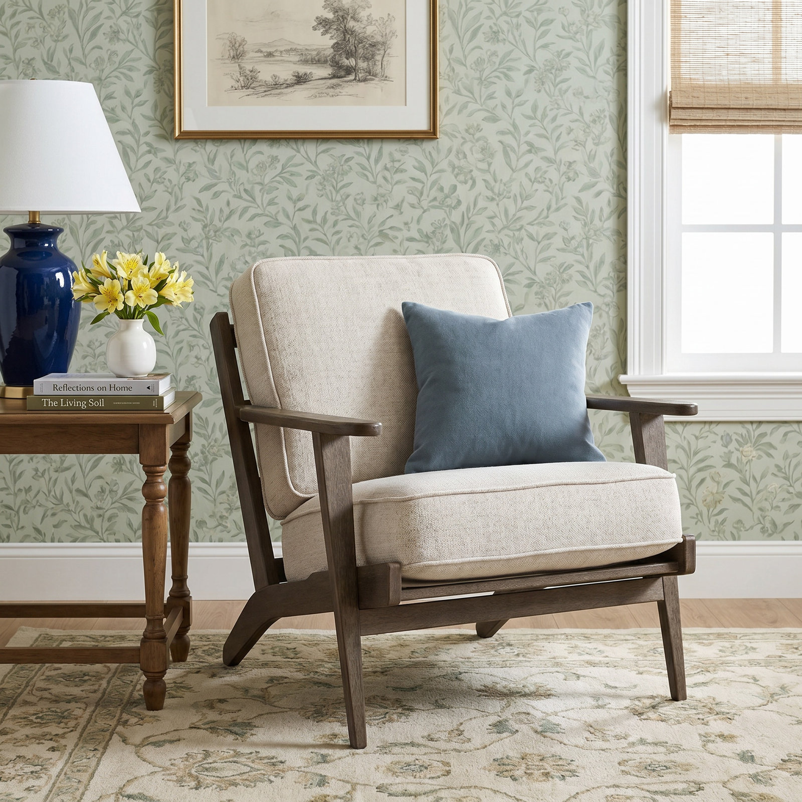 Roxy Armchair, Ivory Cotton Blend