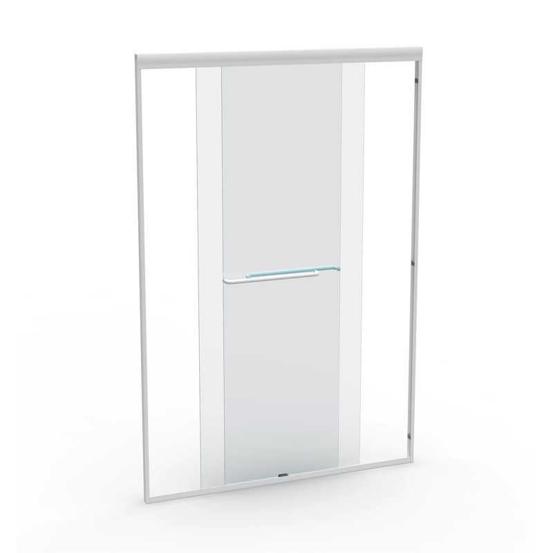 44" - 48" W X 72" H Double Sliding Shower Door, Semi-Frameless Bypass Bathroom Sliding Door With 1/4" (6Mm) Tempered Glass For Walk-In Shower, White