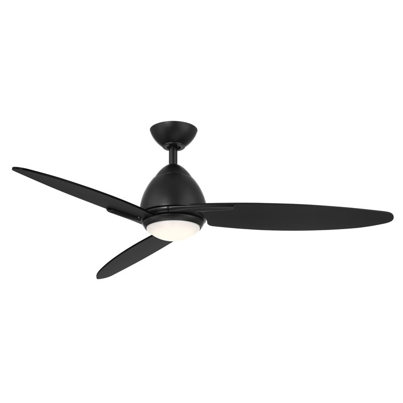 Ventilateur de plafond 52 po à 3 pales 52 po avec télécommande et éclairage inclus Fuquan, Noir mat