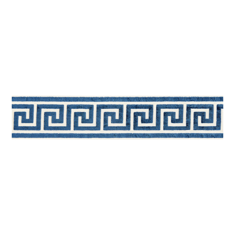 Oriana Greek Key Velvet Tape Fabric, Indigo