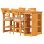 Ensemble de table de salle à manger à hauteur de comptoir Farmhouse avec 4 chaises rembourrées et 3 tablettes de rangement à 3 niveaux-644994464