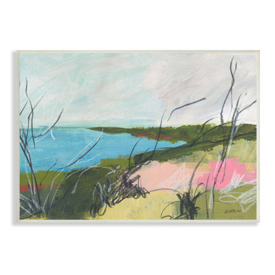 «Blue Ocean Coast Landscape Scratch Line Abstraction Stretched», art mural par Jan Weiss