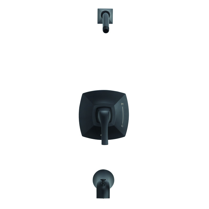 Vaughn Diverter Tub and Shower Faucet, Satin Black
