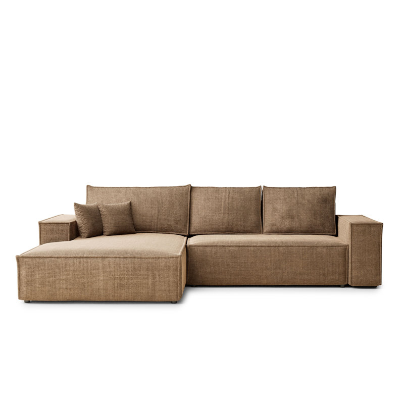 5 Seater Reclining Corner Sofa , Left Hand Facing, Brown Polyester/Chenille