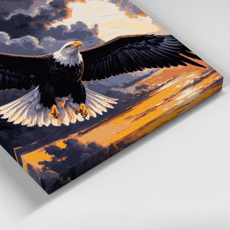 Oiseaux, aigle à queue blanche, toile grise, H 12 po x l 12 po