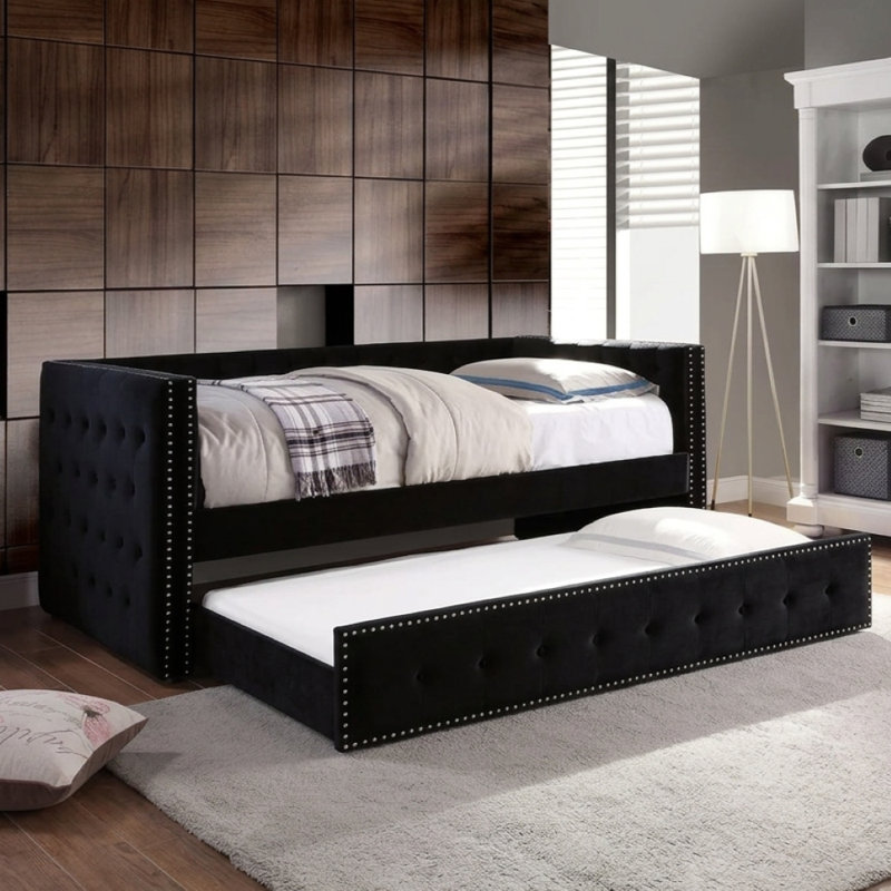 Lit de jour simple avec couchette Calion, Noir