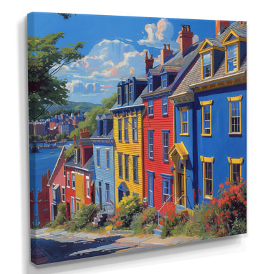 Canada St John Row Houses In The Summer II - Canada Wall Art Living Room